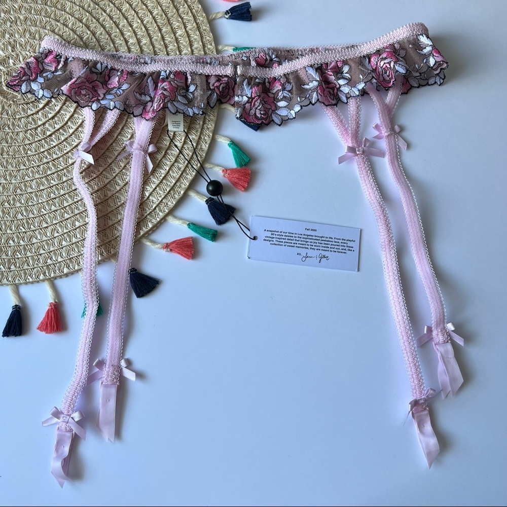 For Love And Lemons Berry Garter Belt Pink Floral Large NEW - Picture 6 of 7